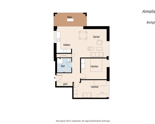 Flot 3 værelses lejlighed med altan