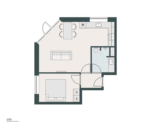 Lys 2-værelses lejlighed med privat terrasse