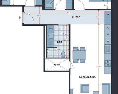 4 værelses lejlighed i København V