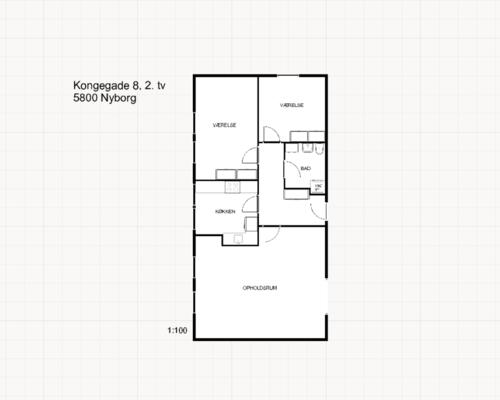 Stor flot delevenlig lejlighed i Nyborg centrum – 119 Kvm