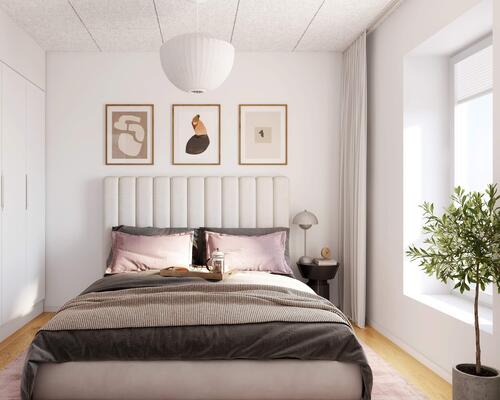 Skøn toværelses lejlighed med et stort leverum i form af køkken og stue i ét i åben forbindelse med egen altan. Lejligheden har et rummeligt soveværelse og et stilrent bad. Til boligen hører eget skur.