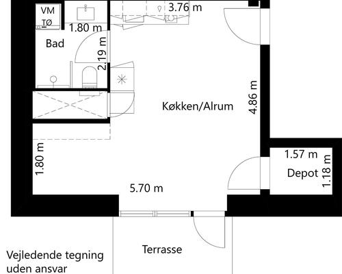 1 værelses lejlighed i Risskov