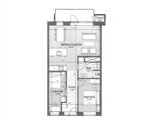 Dejlig lys lejlighed med altan