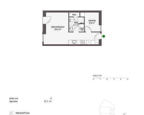 2 værelses lejlighed i Odense C