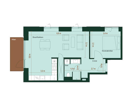 Nyere lys lejlighed i populært område