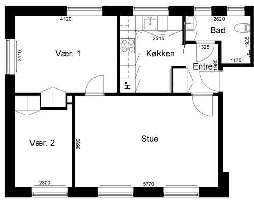 3 værelses lejlighed i Kjellerup