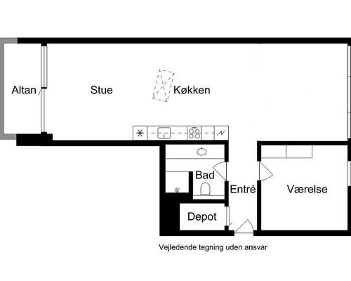 2 værelses lejlighed i København S