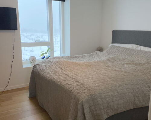 3-værelses med solrig altan, beliggende ved fjord og natur