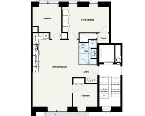 4 værelses lejlighed i København S