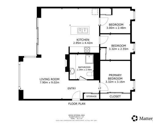3 værelses lejlighed i København S