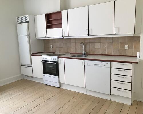 Lys 3 værelses lejlighed med fælles grøn have og husdyr tilladt