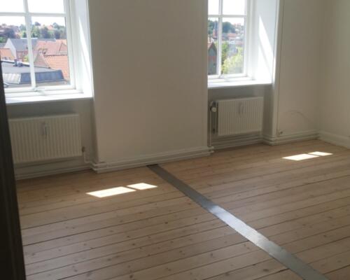 Lys 3 værelses lejlighed med fælles grøn have og husdyr tilladt