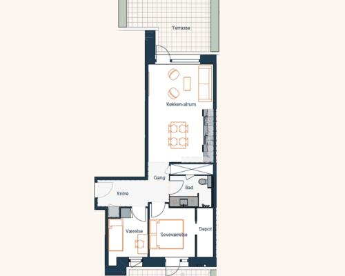 3 værelses lejlighed på Elementfabrikken i Brøndby udlejes