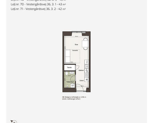 1 værelses lejlighed i Viby J