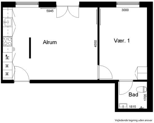 2 værelses lejlighed i Ejby