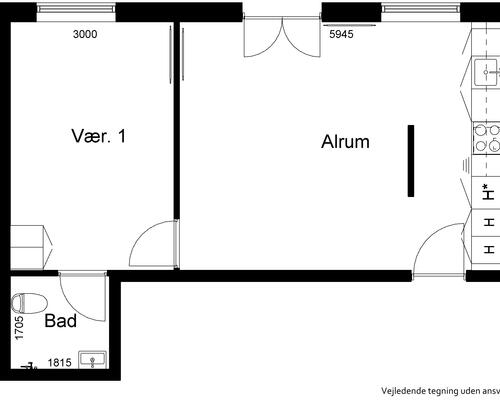 2 værelses lejlighed i Ejby