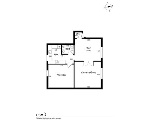 3 værelses lejlighed på 65 m²