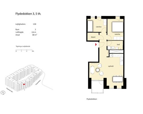 3 værelses lejlighed i København SV