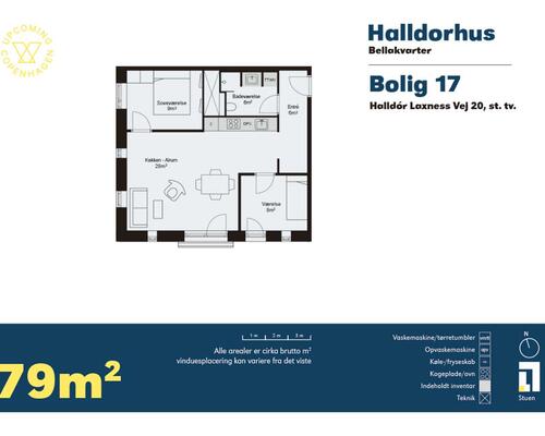 3 værelses lejlighed i København S