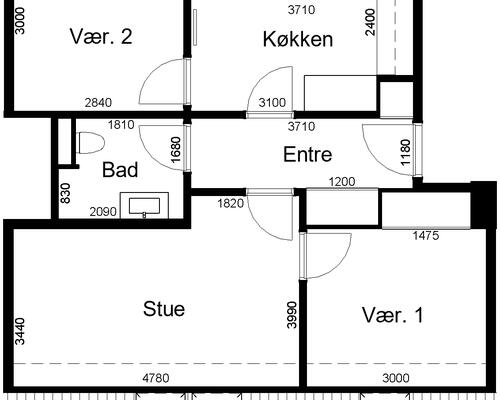 3 værelses lejlighed i Skive