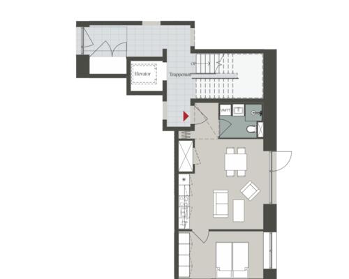 Skøn og lækker 2-værelses lejlighed med terrasse