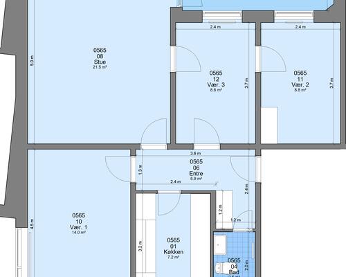 4 værelses lejlighed i Randers