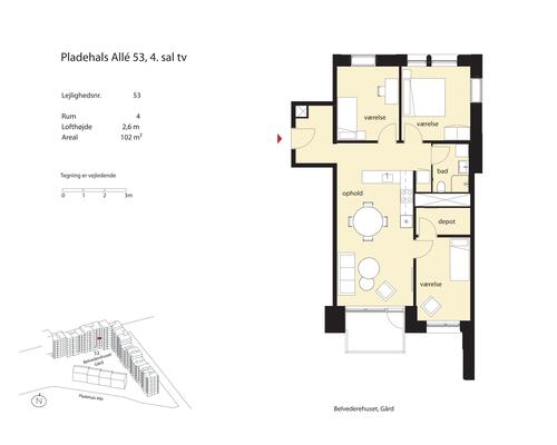 4 værelses lejlighed i København SV