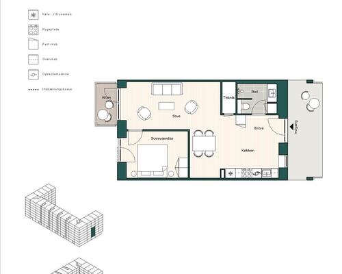 2 værelses lejlighed i København S