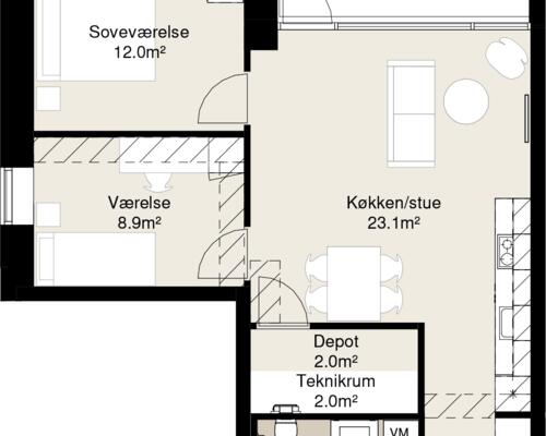 3 værelses lejlighed i Randers NV