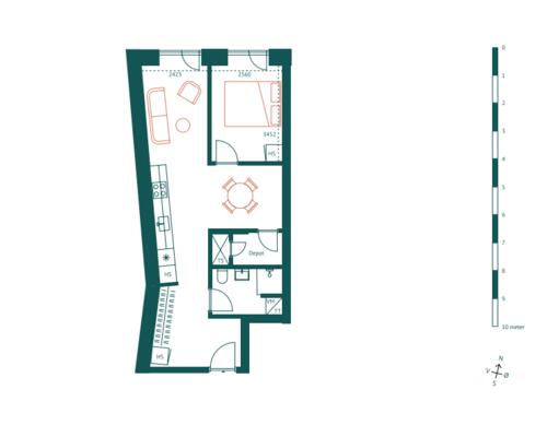 STOR 2-VÆRELSES LEJLIGHED MIDT I AARHUS C