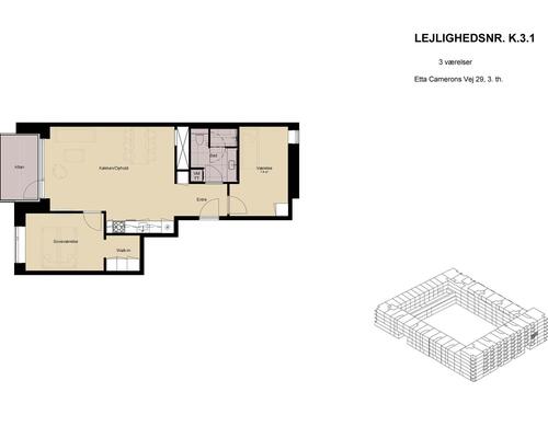 3 værelses lejlighed i København SV