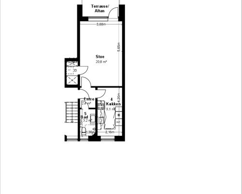 1 værelses lejlighed i Aalborg SØ