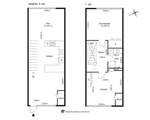 2 værelses lejlighed i København S