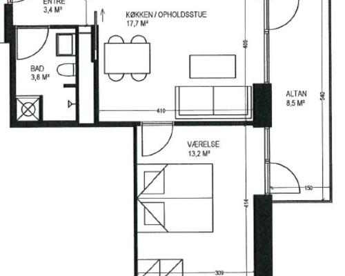 2 værelses lejlighed i Århus C