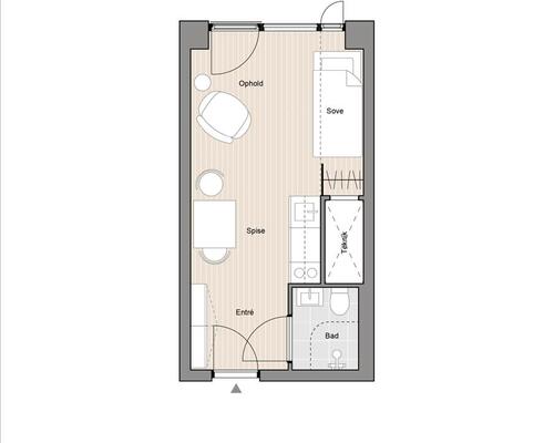 1 værelses lejlighed i Århus N