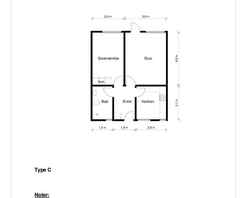 2 værelses hus i Bælum