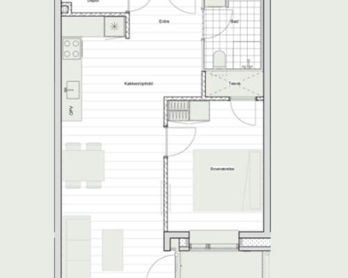 Lys og moderne 2-værelses lejlighed med altan i Lønhaven