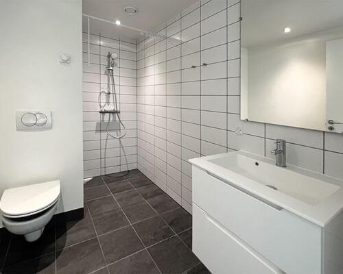 Rummelig bolig med solrig altan og terrasse