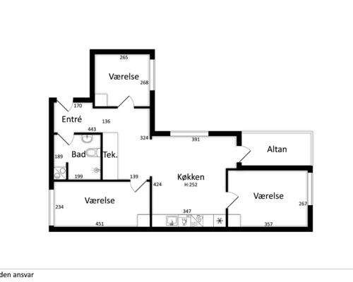 Delevenlig for tre personer - 3 km til UNI