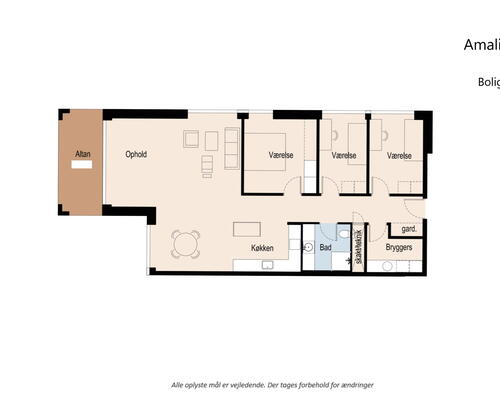 Flot 4 værelses lejlighed med altan