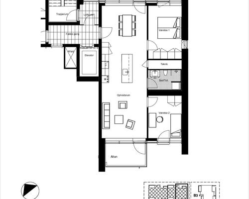 3 værelses lejlighed i Århus C