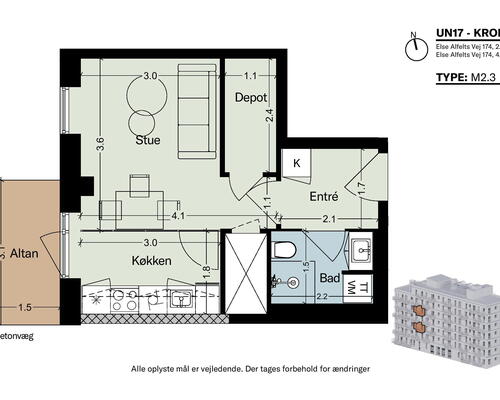 Kronen i UN17 Village - Fokus på det sunde liv - 1 vær. med altan og fantastisk udsigt