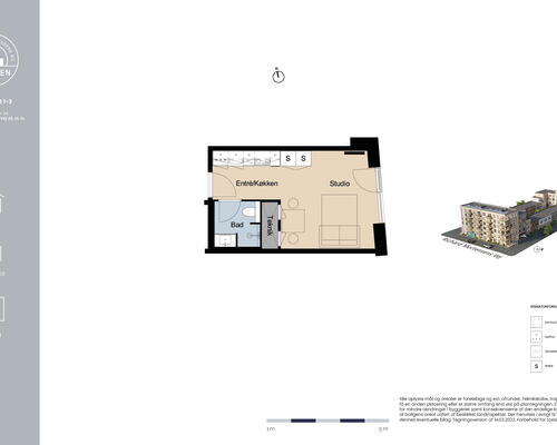 1 værelses lejlighed i København S