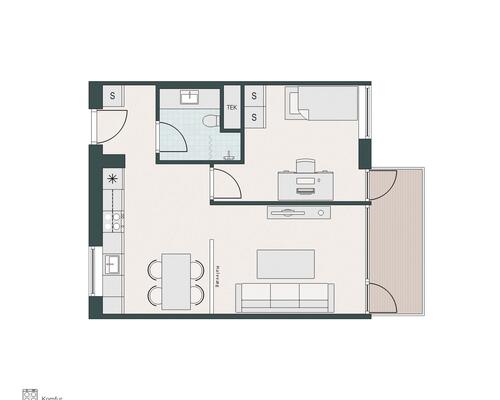 Skøn 2-værelses med stor altan