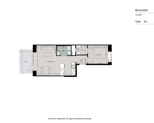 Flot 2-værelses lejlighed med god planløsning, moderne køkken, terrasse ind mod gården og gulvarme i hele boligen - Ingen bindingperiode!