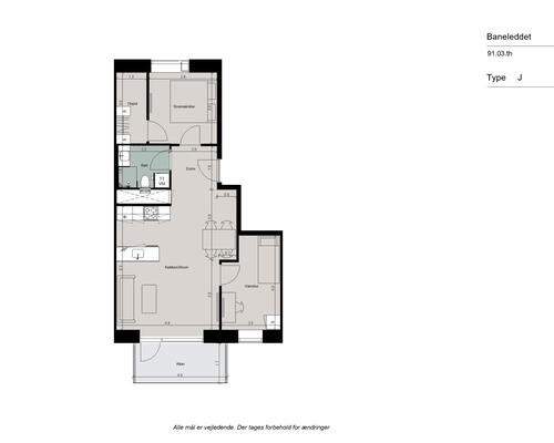 God og rummelig 3-værelses bolig med lyst køkken-alrum, moderne materialevalg og sydvendt altan - Ingen bindingsperiode!