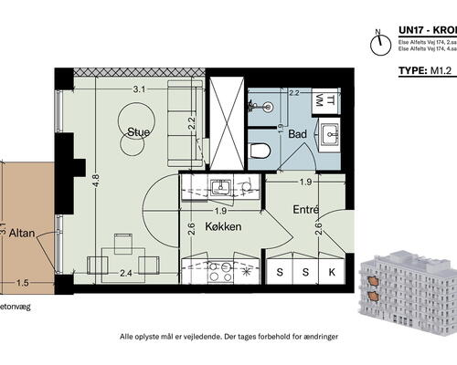 Kronen i UN17 Village - Fokus på det sunde liv - 1 vær med altan og fantastisk udsigt til Fælleden