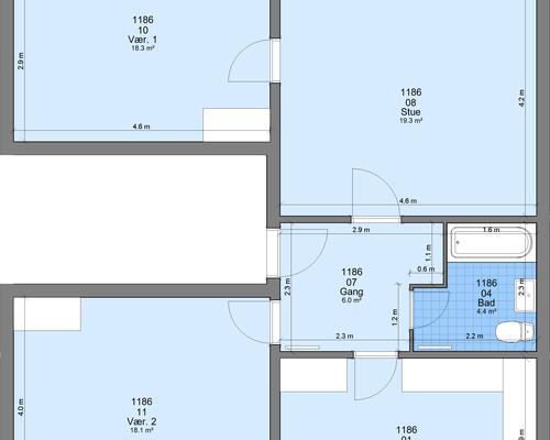 3 værelses lejlighed i Langå