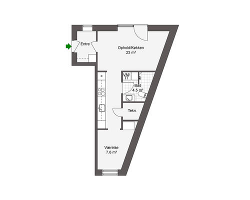 2 værelses lejlighed i Odense C