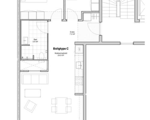 Nyopført 3-værelses lejlighed med gratis parkering